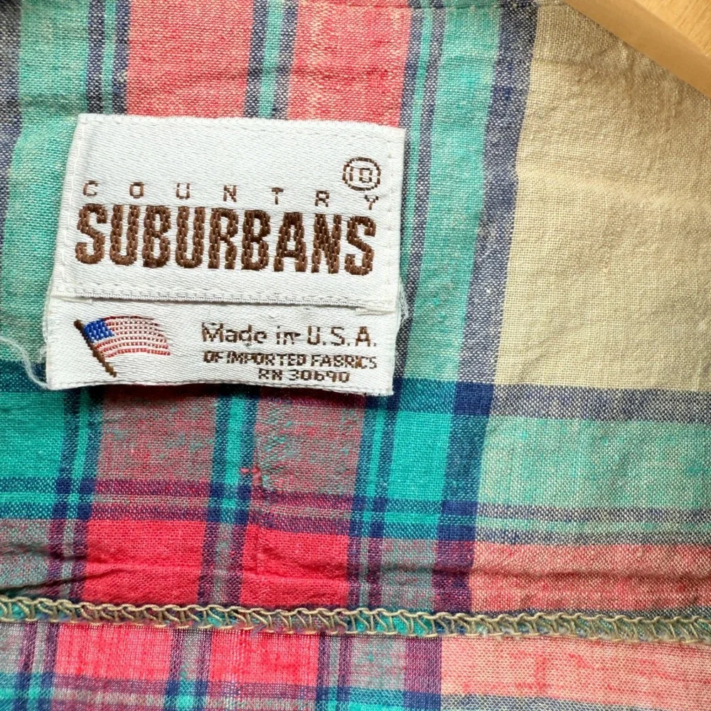 Vintage Country Suburbans Plaid Blazer USA‎ Made Casual Career One Button sz10